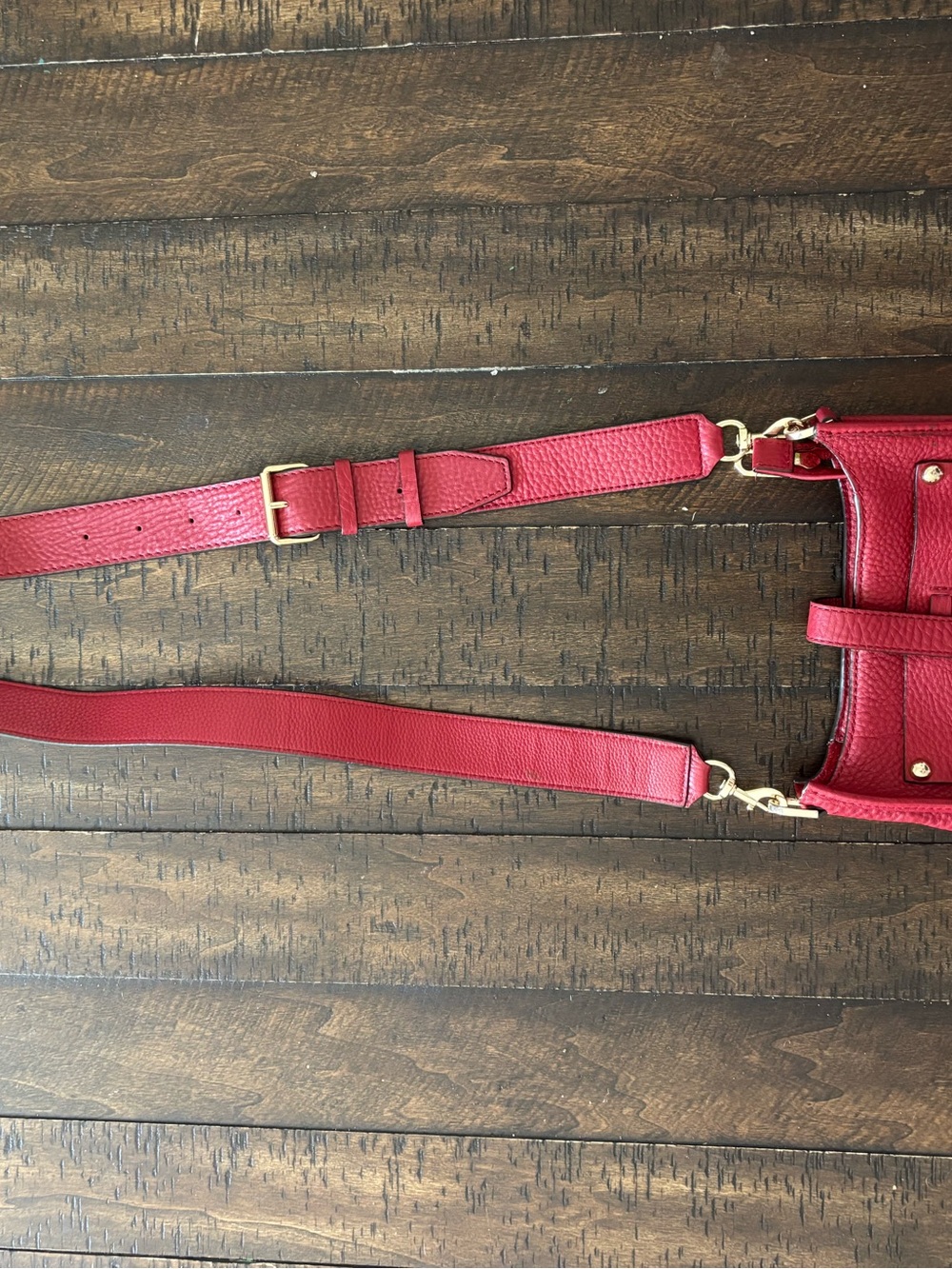Rebecca Minkoff Red Crossbody Unlined Leather Purse with Silver Studs - Picture 3 of 10